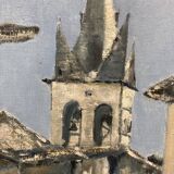 Vintage painting church steeple