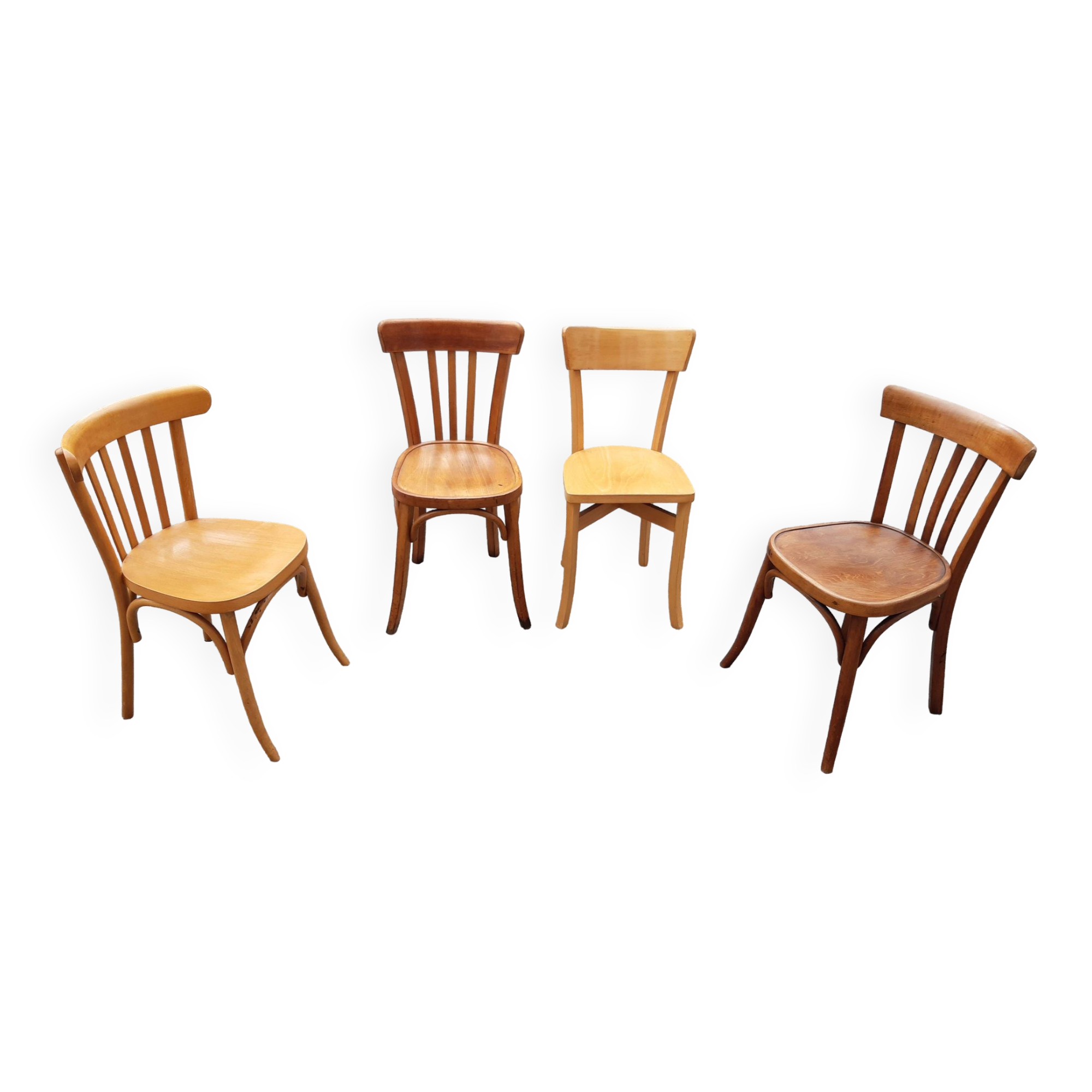 Set of 4 mismatched bistro chairs