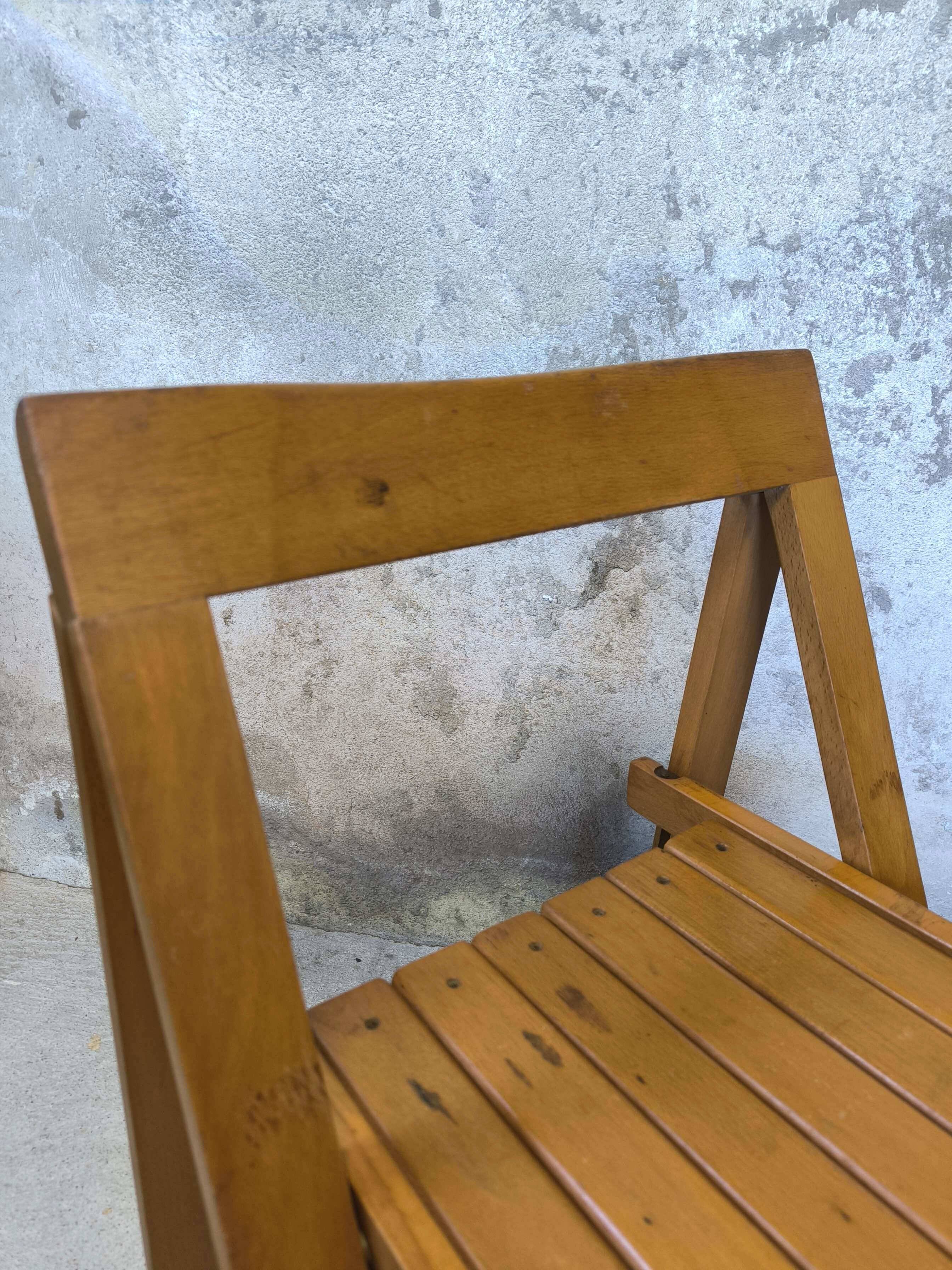 Pair of vintage folding wooden chairs by Aldo Jacober
