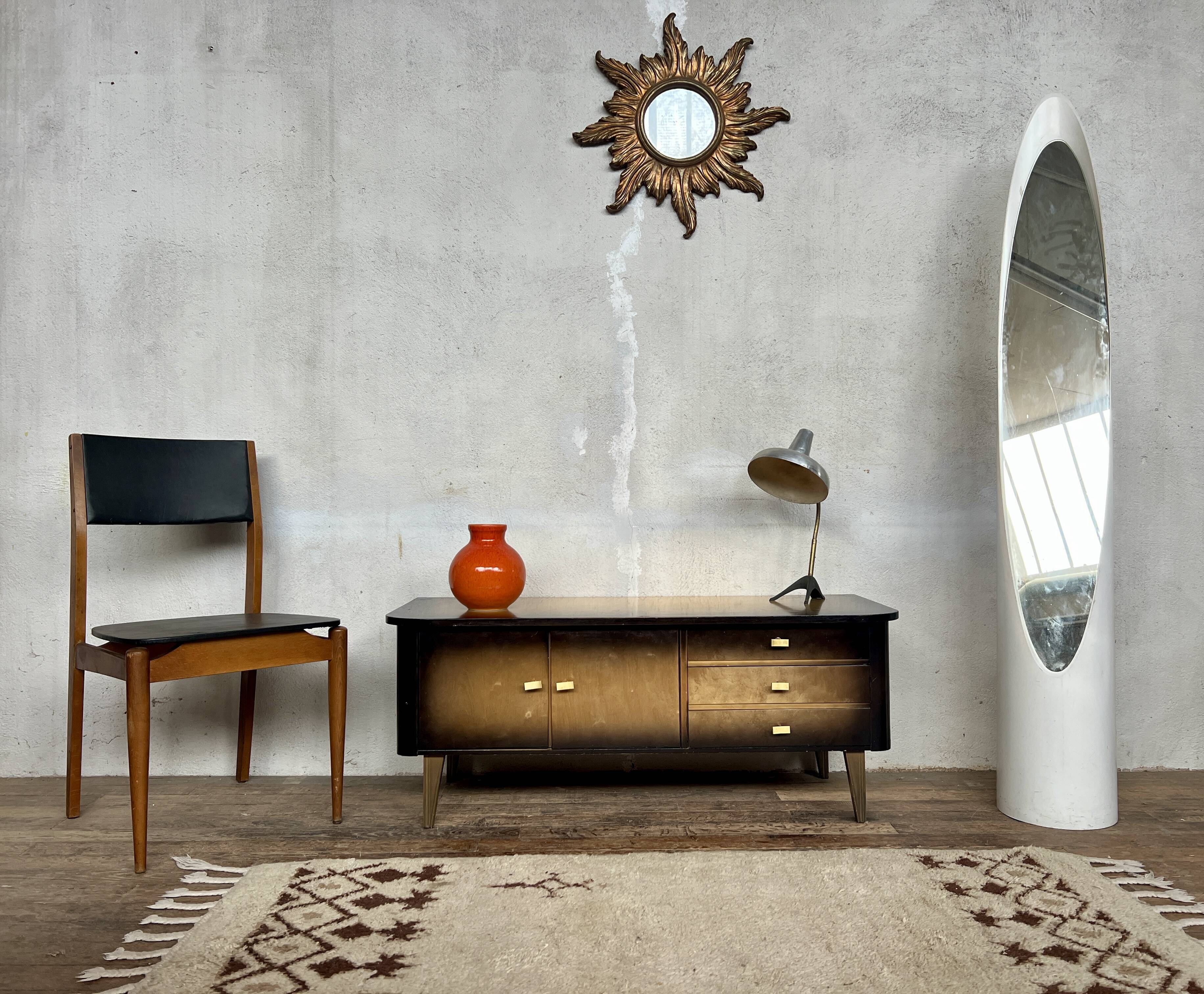 Vintage TV cabinet sideboard with Scandinavian-style compass legs