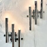 Pair of chrome wall lights by Gaetano Sciolari, 1970's