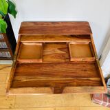 Desk, writing desk in solid rosewood and studded leather, 20th century.
