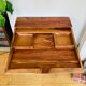 Desk, writing desk in solid rosewood and studded leather, 20th century.