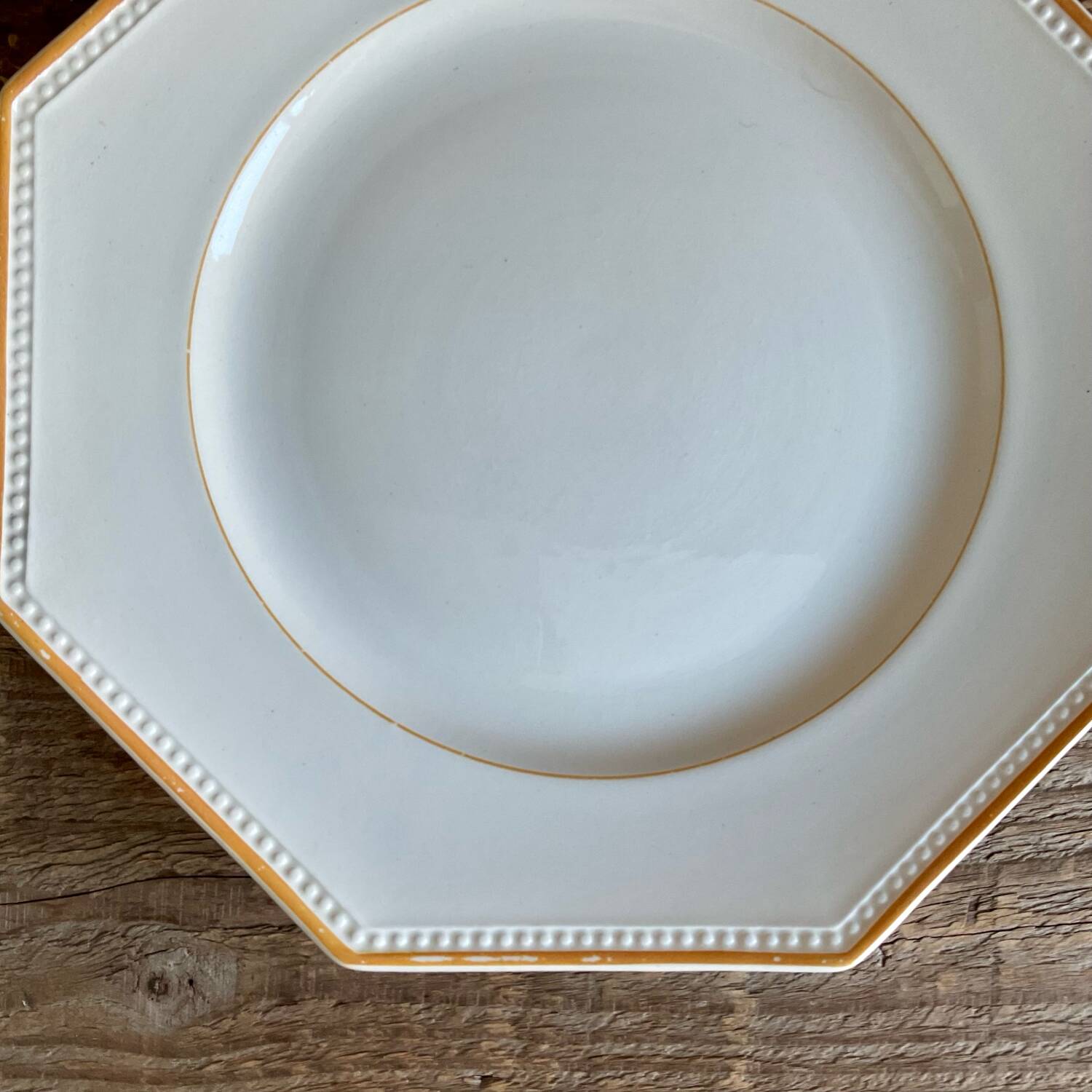 3 Sarreguemines octagonal beaded plates