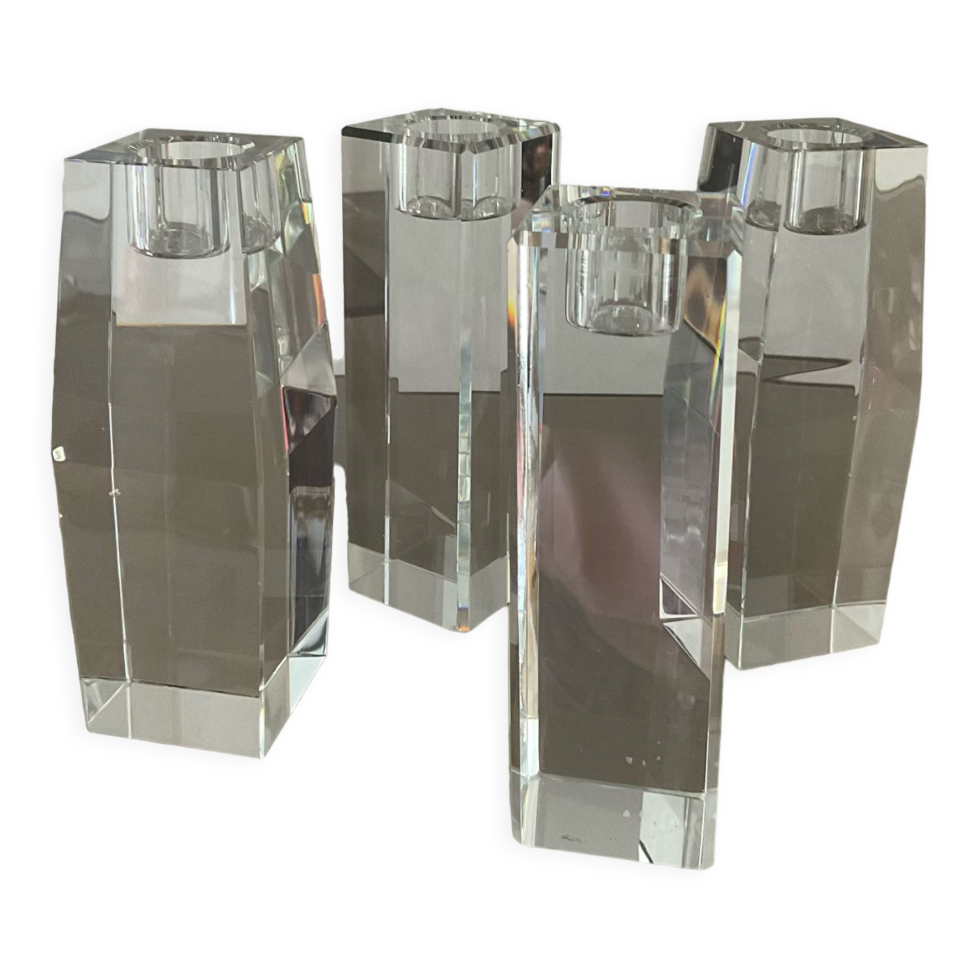 Set of 4 crystal candle holders from the 70s