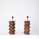 Pair of Brutalist Solid Wood Lamps