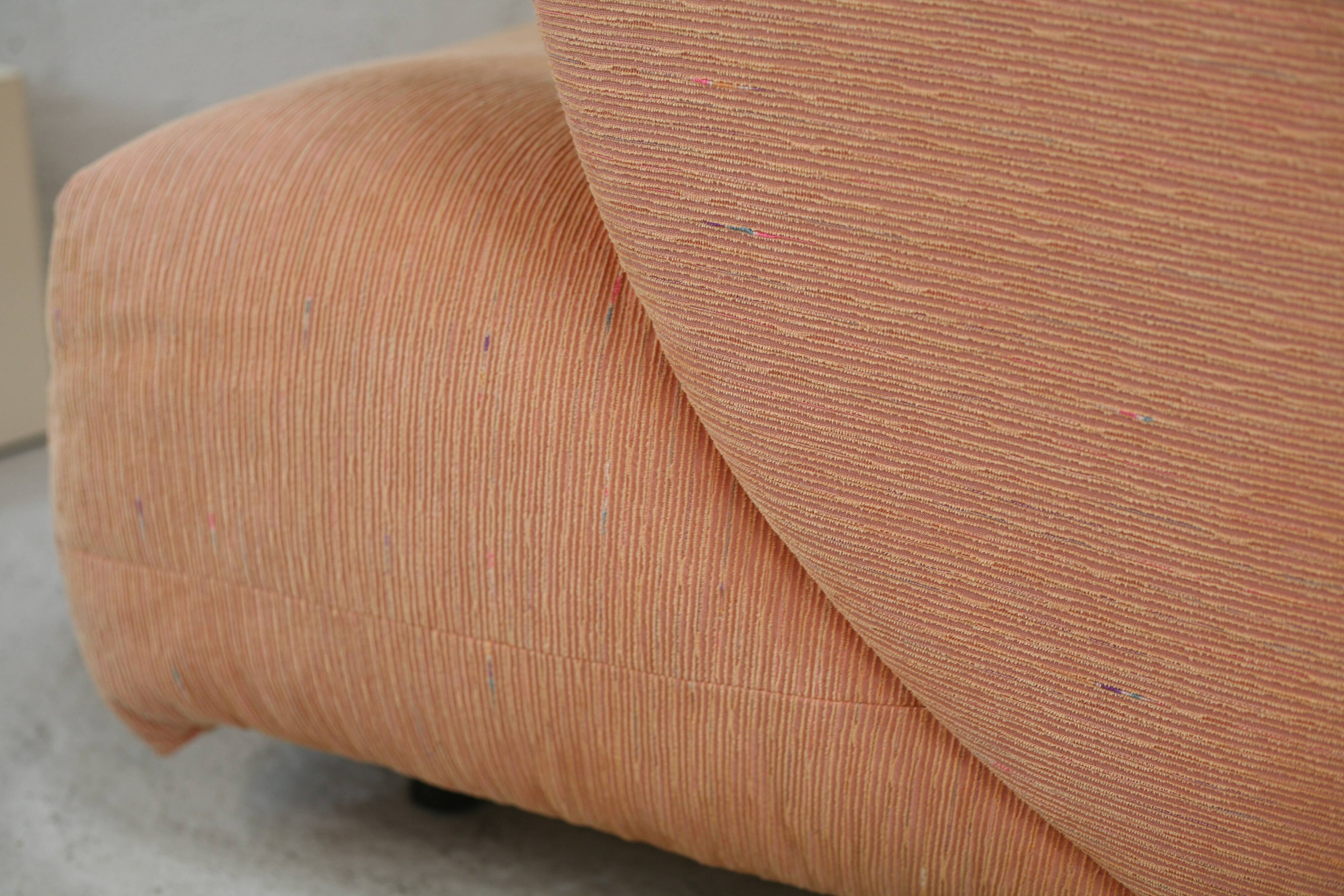 Armchair Ligne Roset, pastel orange color, France, circa 1990