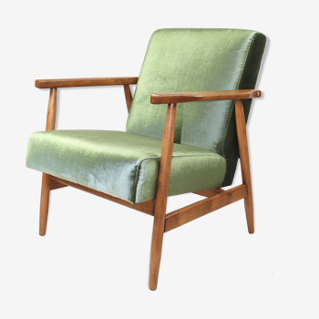 Vintage green velvet armchair, 1970