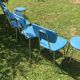Lot of chairs and blue rockabilly stools