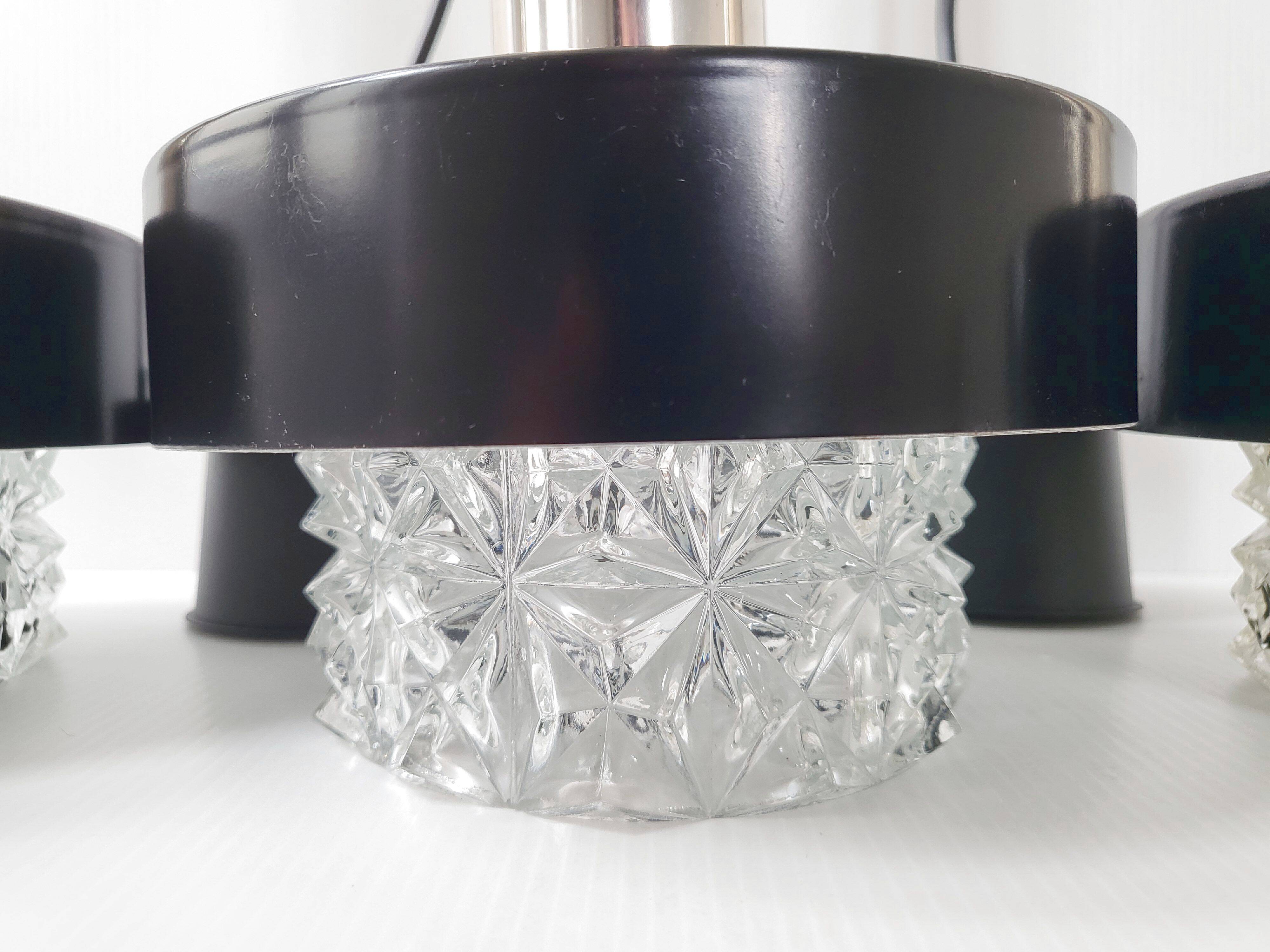 Set of 3 vintage pendant lights 1960