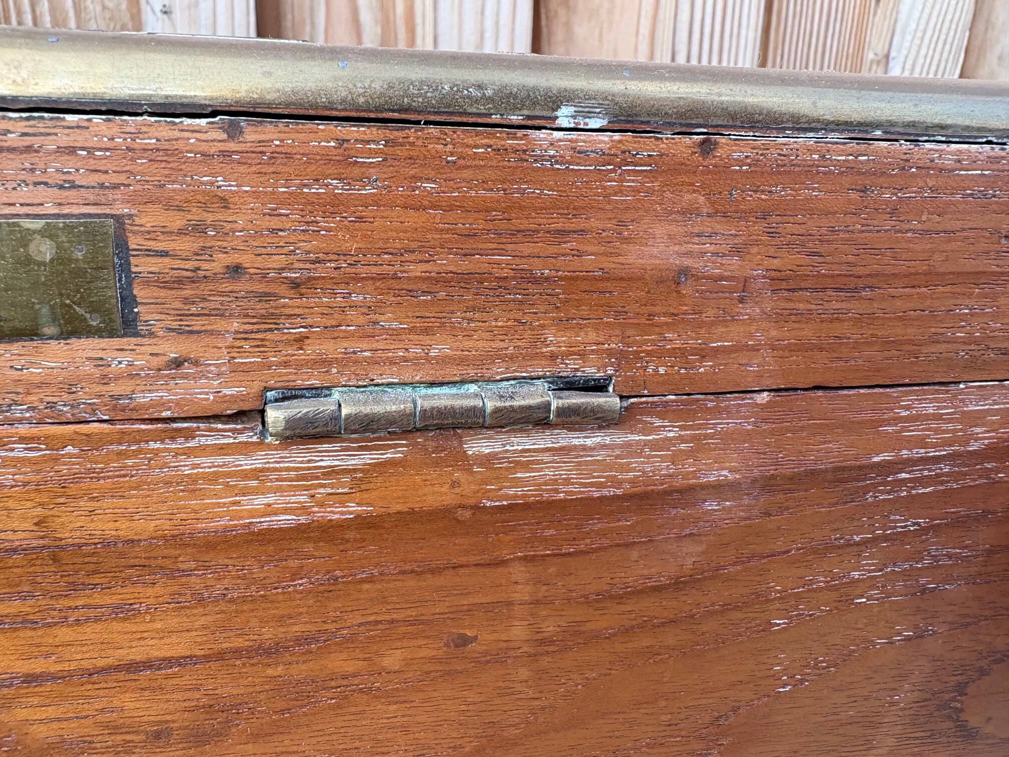 Antique camphor chest made of camphor wood and brass
