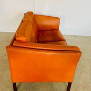 Vintage retro Danish Mogens Hansen 2 person cognac leather sofa