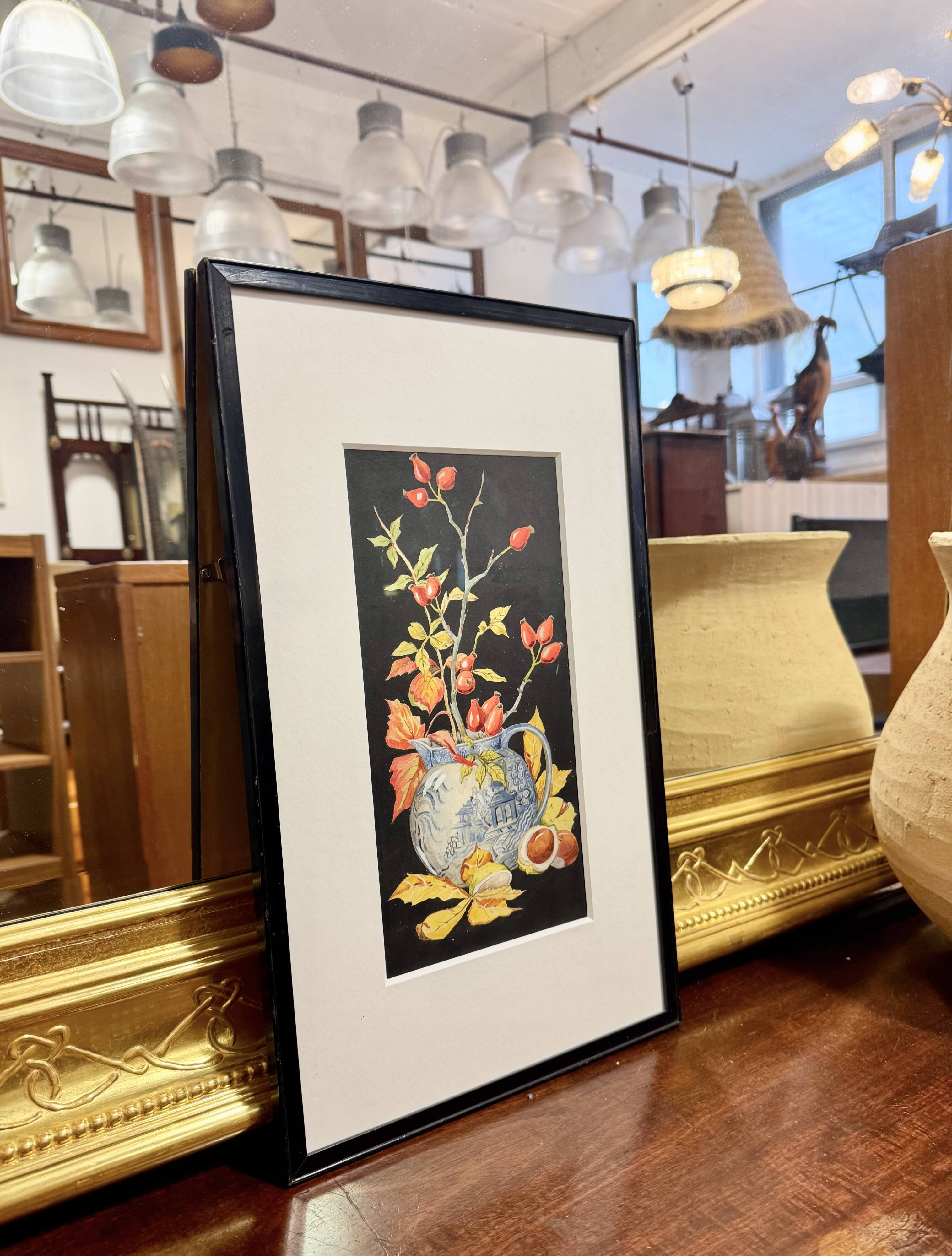 Early 20th Century Still Life Painting with Black Frame