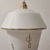 White opaline pendant lamp with gold décor