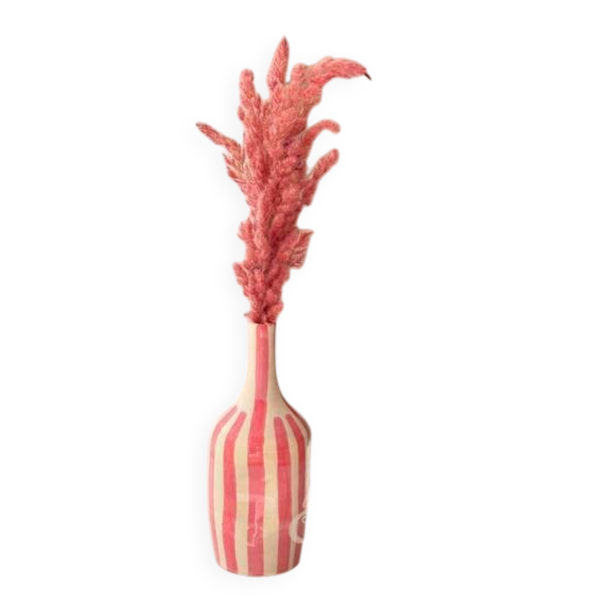 Striped pink artisanal bottle vase
