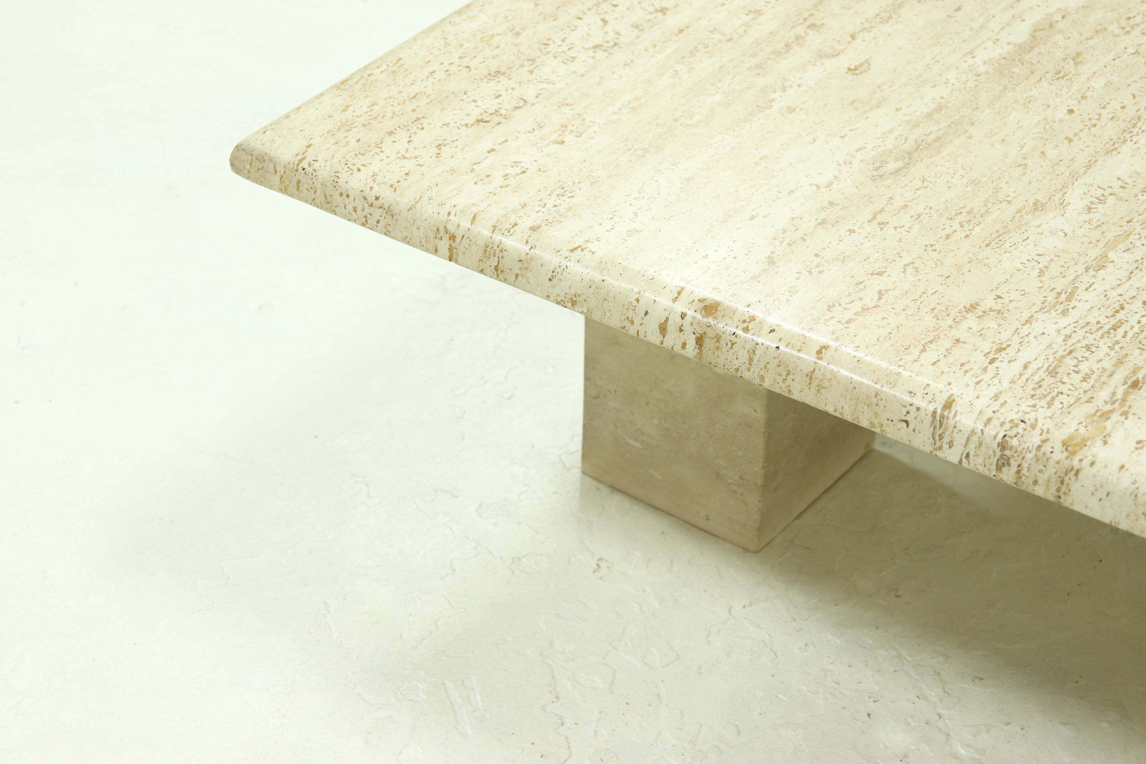 Mid Century Italian Modern Travertine Coffee Table 1970s