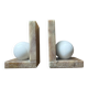 Vintage Italian alabaster bookends "Tennis Ball"