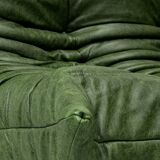 Togo 3-Sofa in Green leather attributed to Michel Ducaroy for Ligne Roset