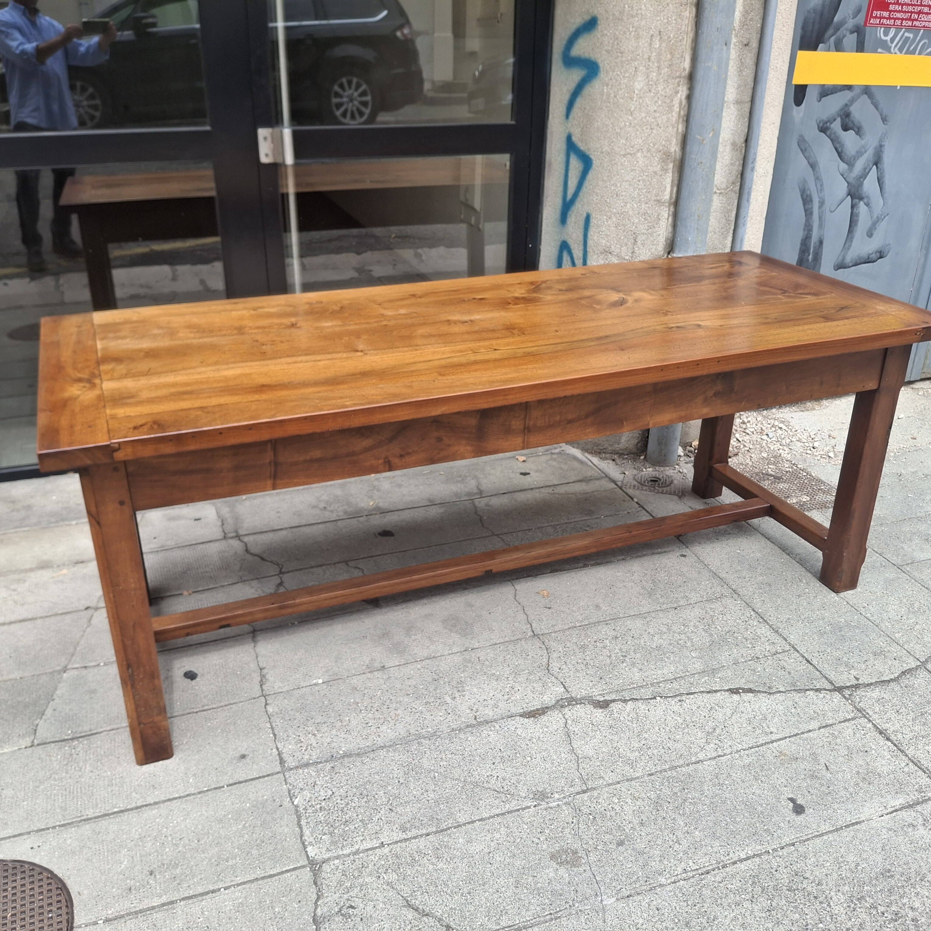 Large farmhouse table in walnut.