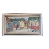 Original Swedish oil on canvas from the mid-century "Lilla Gatan Majorna Gothenburg" by Tage Gavik (1914-1981)