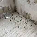 1950s metal and glass nesting coffee tables