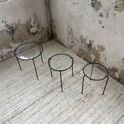 Tables basses gigogne métal et verre années 50
