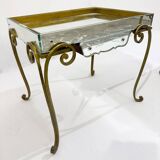 Pair of side tables, glass and brass, 1940s