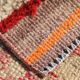 Tapis de Couloir Turc Vintage, Laine Rouge & Beige Géométrique, 83x388 Cm