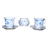 Service à café décor fleurs bleues