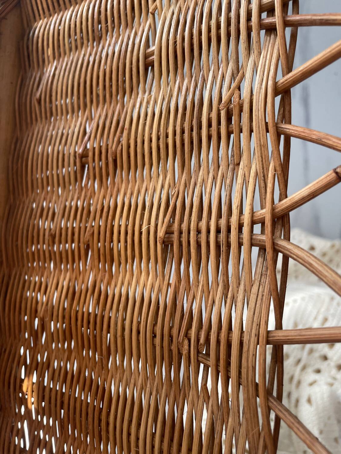 Old rattan magazine rack from the 70s