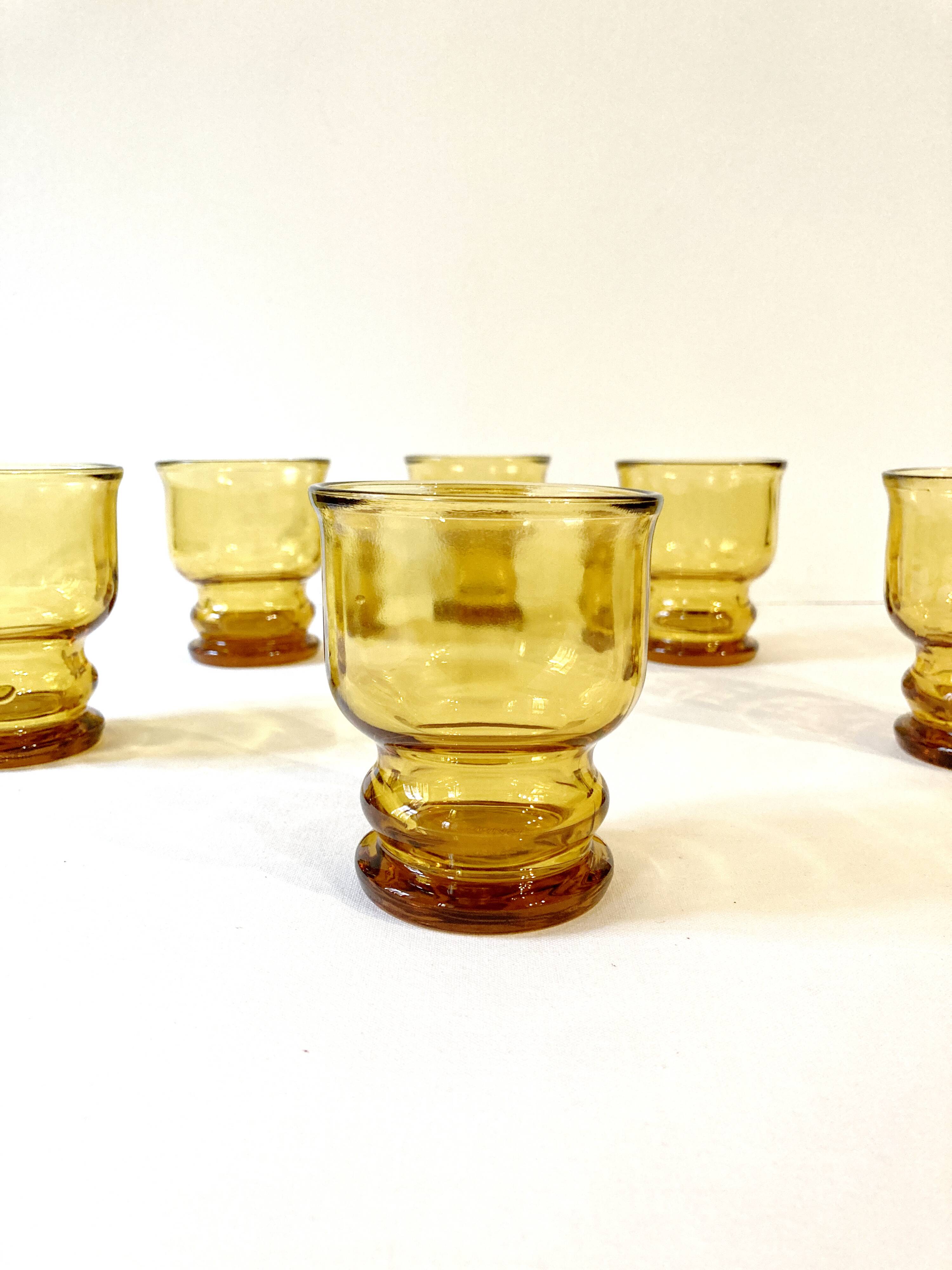 6 Pernod SA amber glass glasses