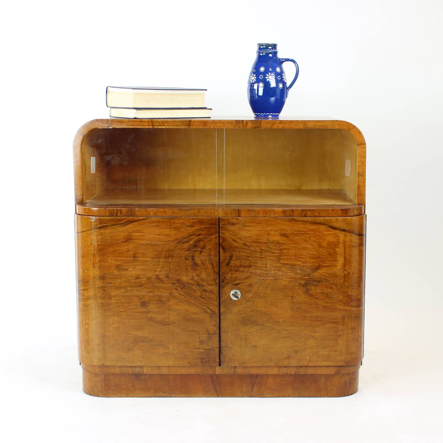 Art Deco Sideboard / Dry Bar In Walnut, Czechoslovakia 1930s
