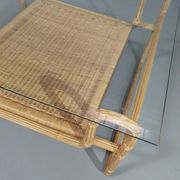 Bauhaus coffe table. Iron frame / pencil reed / split reed / rattan 75 x 75 x 40 cm