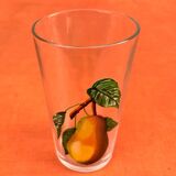 2 Verres décorés Poire / Cerise Reims France