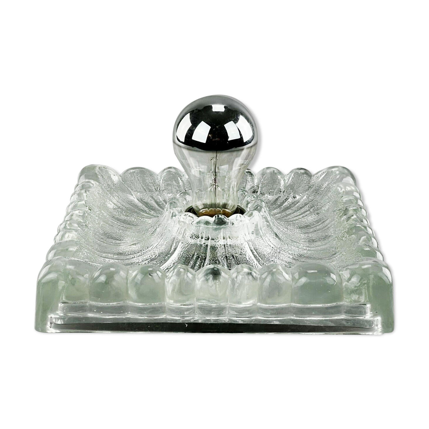 60s 70s lamp light wall lamp Hustadt Leuchten ice glass space age design 60s