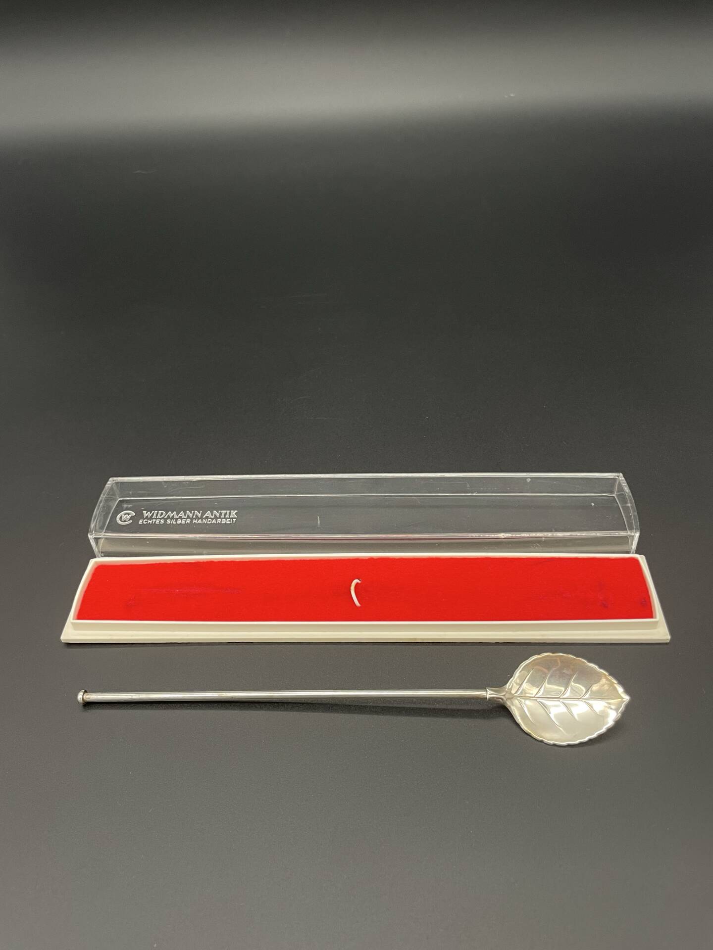 Cuillère-paille à cocktail Widmann Antik en argent 835, boîte d’origin