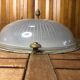 Old molded glass ceiling light + gold metal contour + vintage brass #a491