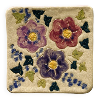 Handmade ceramic flower trivet