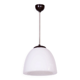Mid-Century Modern Pendant Light in Chrome and Steel with Opal Glass, Czech, 1960s