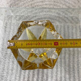 Cendrier vide poches vintage en verre ou cristal ciselé jaune