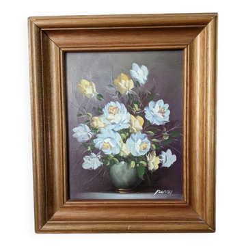 Tableau acrylique sur toile nature morte ancienne campagne bohème
