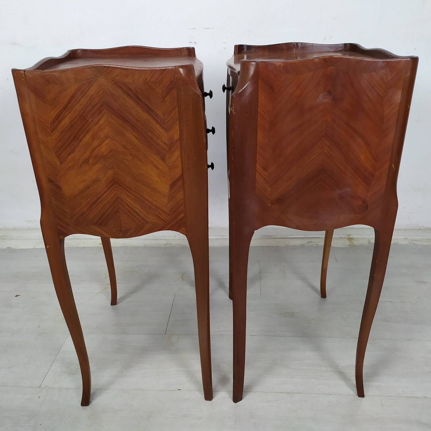 Pair of marquetry bedside tables