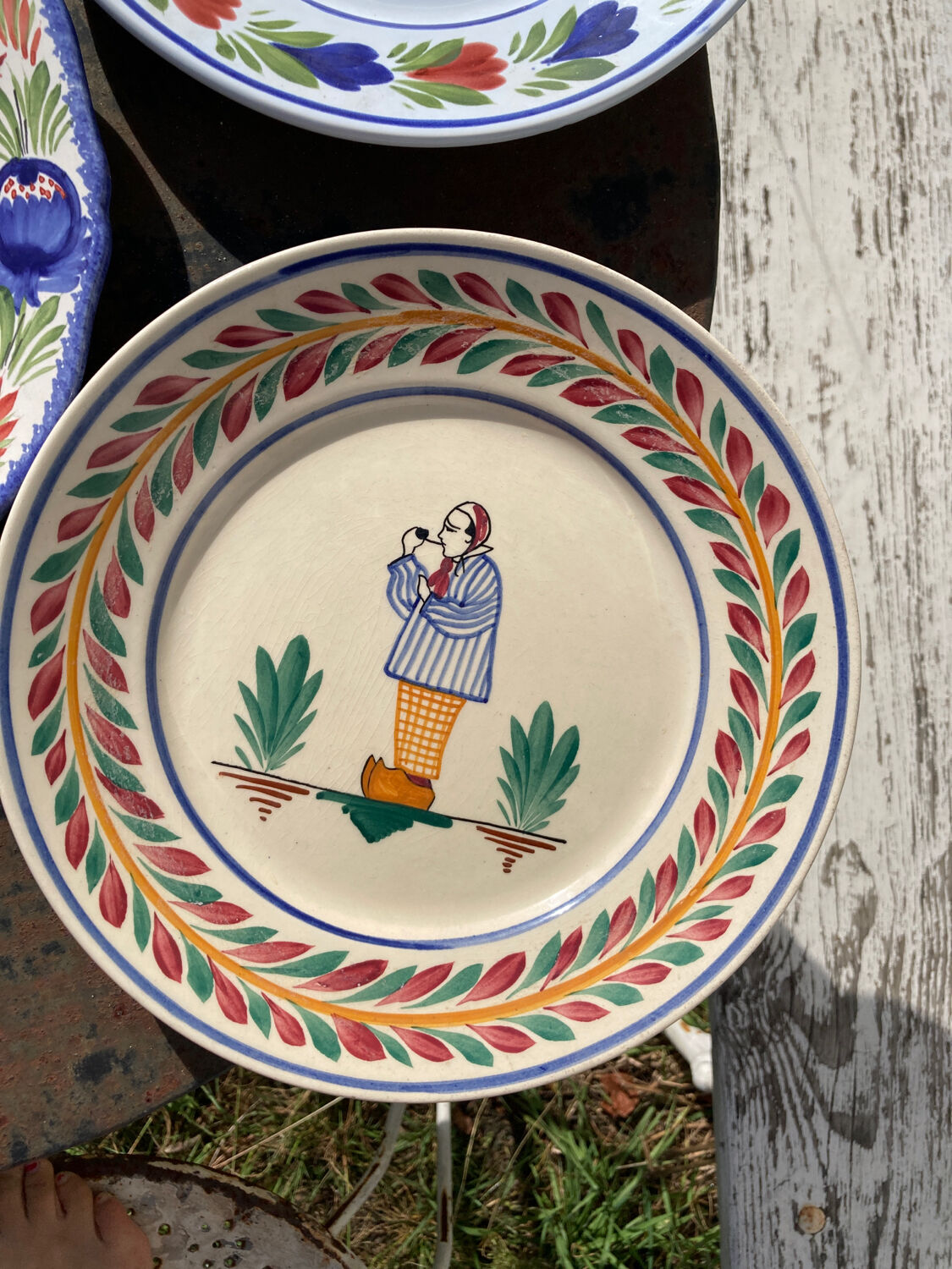 6 Quimper plates with old ceramic characters
