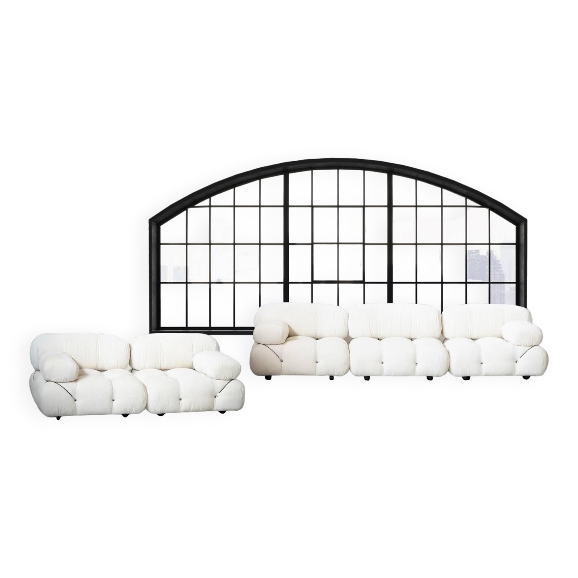 Camaleonda, B&B 2-seater sofa and 3-seater sofa in bouclè fabric, 1970