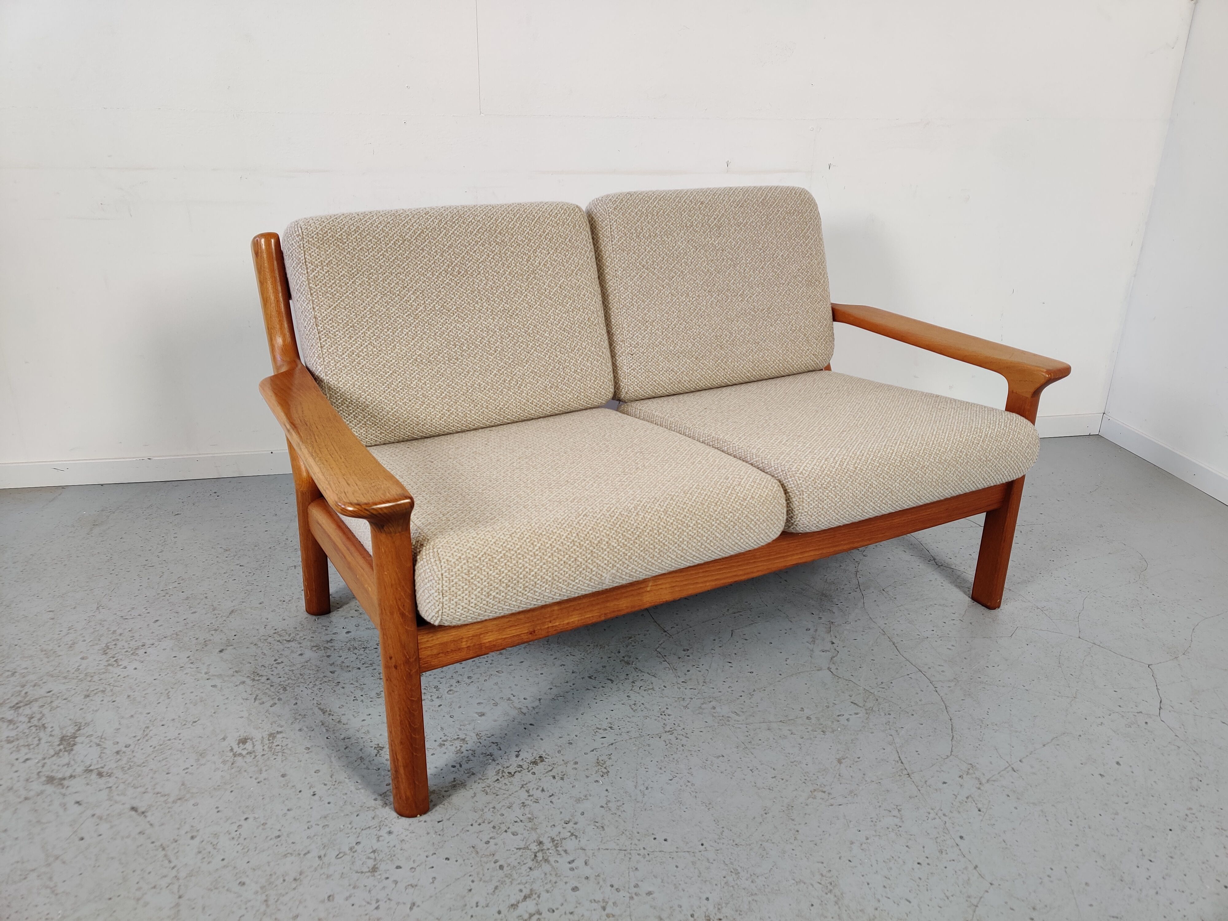 Juul Kristensen 2-seater teak sofa for Glostrup, Denmark 1960s