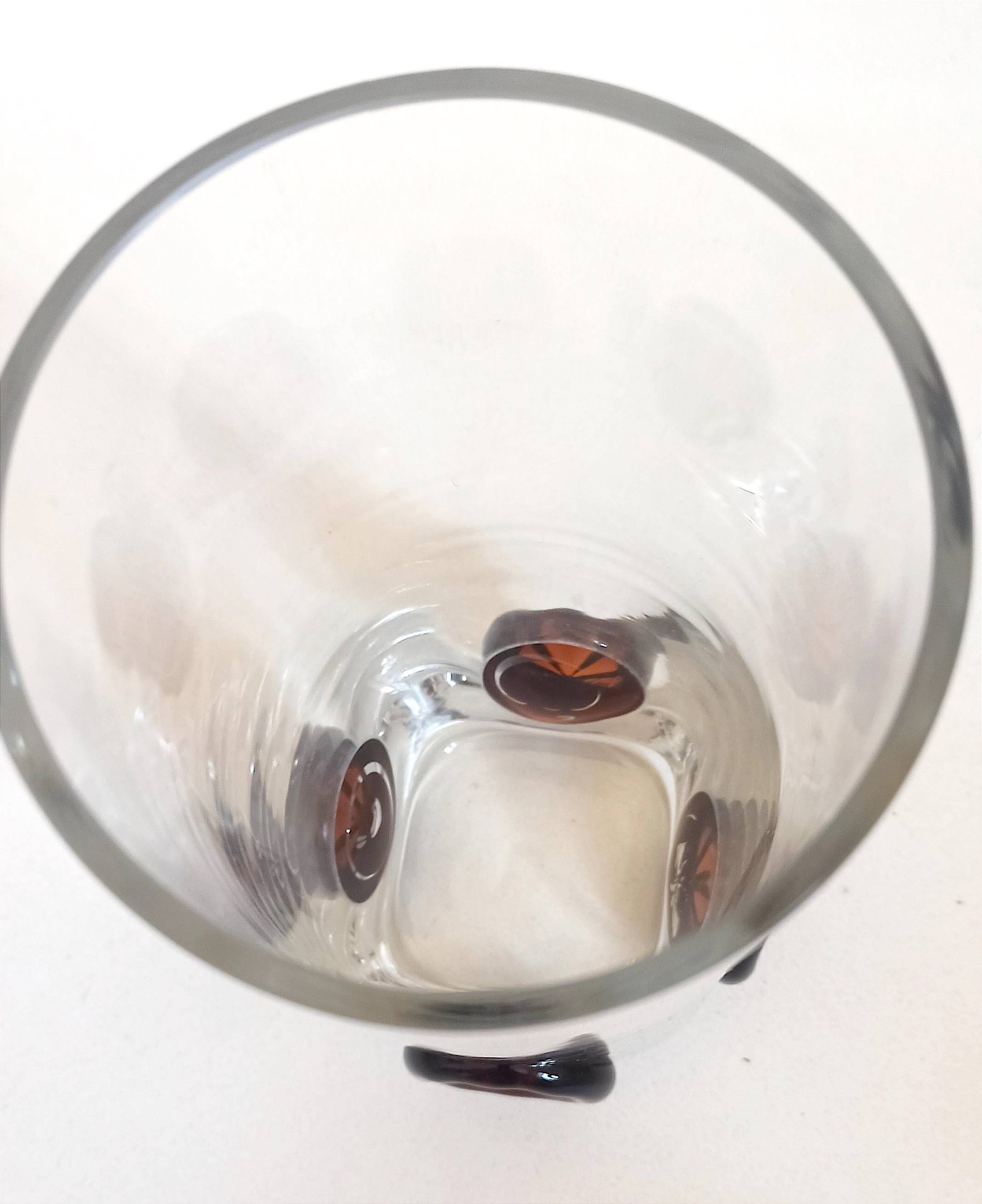 Crystal vase inlaid with button 1970s Height 25 cm