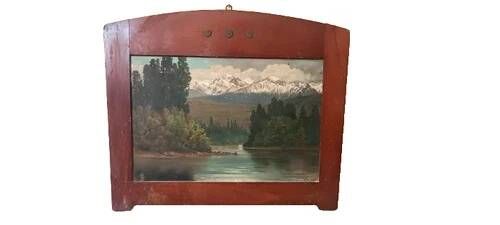 Antique painting landscape mountains oil on canvas Ercole Benussi (Milan 1844)