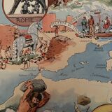 Old poster map of the Mediterranean from 1948 - JP Pinchon