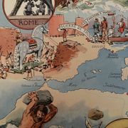 Old poster map of the Mediterranean from 1948 - JP Pinchon
