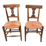 Pair of straw seated chairs